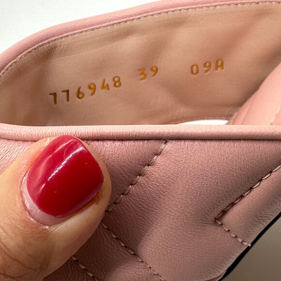 Gucci Marmont GG Padded Chevron Matelasse Leather Thong Flat Sandals Shoes - Picture 14 of 16